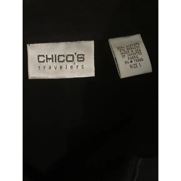 Chico’s Travelers button down sweater jacket women’s size 1 black comfort casual - Picture 2 of 3